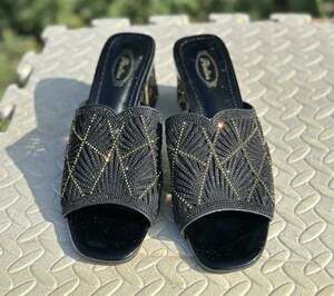 Atalina Women’s Shoe Black With Stones Shyny Evening Women’s U.S. Size 9-9.5